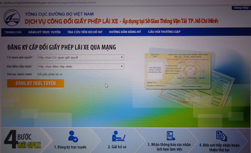 Ngoài ra, người dân có thể đổi bằng qua mạng http://gplx-dichvucong.hochiminhcity.gov.vn