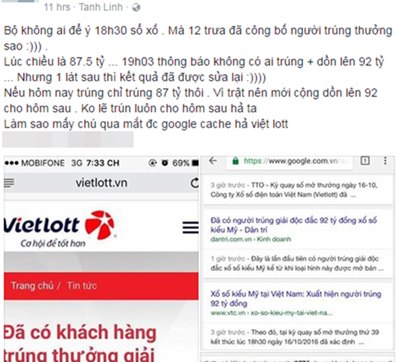 Vietlott bác bỏ các tin nhảm về giải thưởng 92 tỉ đồng - ảnh 1