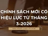 Chính sách mới có hiệu lực từ tháng 3-2026