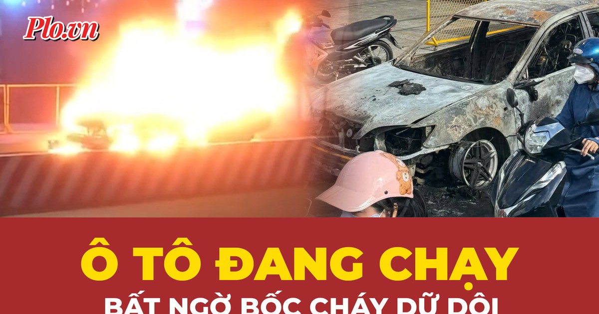 Video: Ô tô đang chạy, bất ngờ bốc cháy dữ dội