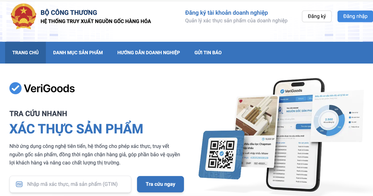 Hơn 1 triệu mã sản phẩm hàng hóa đã được xác thực