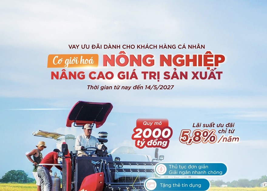 Agribank triển khai Chương trình cho vay ưu đãi 'Cơ giới hóa – Nâng cao giá trị nông nghiệp