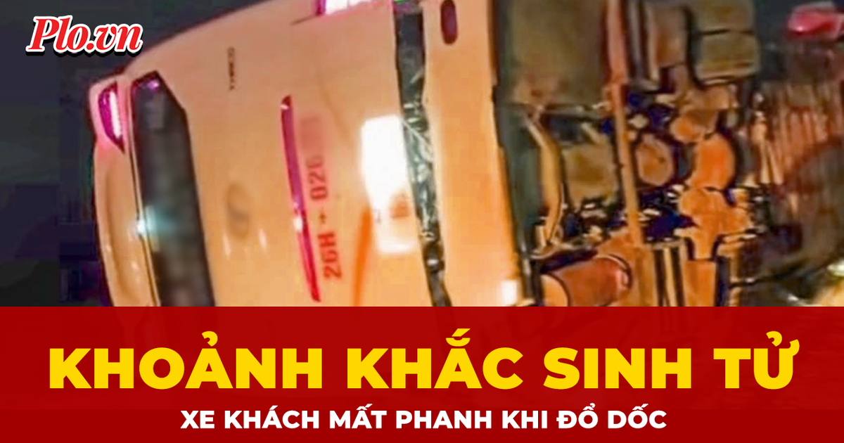 Mất phanh khi đổ dốc liên tục, xe khách chở 39 người lật nghiêng trong đêm