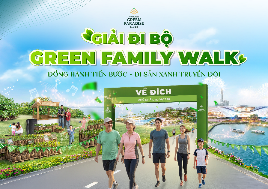 Giải đi bộ Green Family Walk: Tuổi vàng, tuổi trẻ và tuổi thơ chung nhịp bước tại Vinhomes Green Paradise