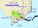 Bão số 9 thành áp thấp, suy yếu ở Campuchia