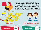 Lịch nghỉ tết Đinh Dậu của học sinh Hà Nội và TP.HCM