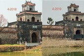 Tu bổ bờ kè thành hào Huế: Tùy tiện, không đúng bản vẽ Tu bổ bờ kè thành hào Huế: Tùy tiện, không đúng bản vẽ