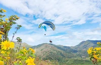 Ngắm hoa dã quỳ và bay dù lượn trên một trong 10 miệng núi lửa đẹp nhất thế giới