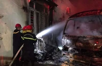 Ninh Thuận: Lửa thiêu rụi 2 ô tô trong đêm