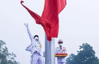 Trang nghiêm nghi lễ thượng cờ ngày Quốc khánh ở quảng trường Ba Đình