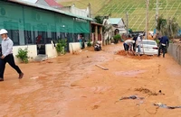 Bình Thuận: Lũ cát từ khu biệt thự đổ xuống lấp mặt đường