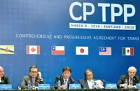 Đại diện các thành viên CPTPP tham dự họp báo tại Chile hồi năm 2018. Ảnh: KYODO NEWS
