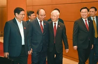 Lãnh đạo Đảng, Nhà nước tại kỳ họp thứ 11, Quốc hội khóa XIV. Ảnh: VGP