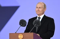 Tổng thống Nga Vladimir Putin tại diễn đàn Kỹ thuật-Quân sự quốc tế ARMY-2022. Ảnh: AP
