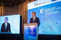 Tổng thư ký NATO Jens Stoltenberg phát biểu tại Romania. Ảnh: NATO