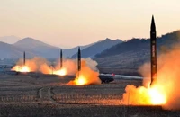 Hình ảnh vụ phóng tên lửa đạn đạo của Triều Tiên vào năm 2017. Ảnh: KCNA/AFP/GETTY IMAGES
