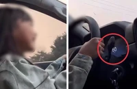 Ba mẹ cho trẻ cầm lái ô tô: Phạm luật và vô trách nhiệm!