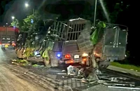 Ô tô tải gây tai nạn liên hoàn khi vượt xe cùng chiều trên quốc lộ 20