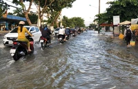 Chiều 29-9, nhiều tuyến đường ở Cần Thơ ngập sâu do triều cường