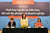 Chủ nhiệm Ủy ban Nhà nước về người Việt Nam ở nước ngoài Lê Thị Thu Hằng trả lời câu hỏi của báo chí.