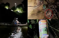 Sông Đồng Nai đang bị những người đánh bắt thủy sản đầu độc bằng việc đổ thuốc trừ sâu xuống sông bắt tôm. Ảnh: MINH HẬU