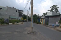 Cần di dời 2 cây trụ điện đứng giữa đường