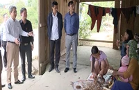 Đoàn công tác của Ban chỉ đạo quốc gia về phòng chống thiên tai thăm hỏi người dân ở huyện Kon Plông.