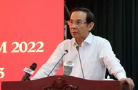 Bí thư Thành ủy TP.HCM Nguyễn Văn Nên phát biểu tại hội nghị.