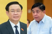 Chủ tịch Quốc hội Vương Đình Huệ và Bộ trưởng Bộ KH&ĐT Nguyễn Chí Dũng phát biểu tại phiên họp.