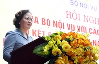 Bộ trưởng Bộ Nội vụ Phạm Thị Thanh Trà phát biểu tại hội nghị.