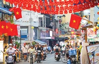 Phố đi bộ Bùi Viện rực rỡ không khí Tết 2025.