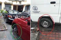 Gần 10 ô tô ở chung cư bị đâm thủng lốp