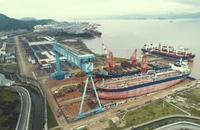 Quang cảnh nhà máy đóng tàu Giang Nam của Trung Quốc hồi tháng 6-2022. Ảnh: CHINA DAILY