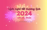 Lịch nghỉ tết Dương lịch 2024 chính thức