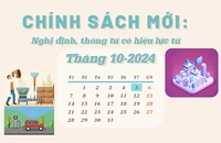 Chính sách mới: Nghị định, thông tư có hiệu lực từ tháng 10-2024