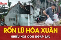 Cảnh tượng đổ nát, những ngôi nhà chỉ còn trơ khung ở rốn lũ Hòa Xuân