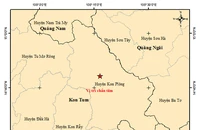 Bản đồ tâm chấn một trận động đất xảy ra tại huyện Kon Plông. Ảnh: Viện Vật lý địa cầu.