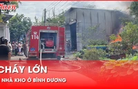 Cháy nhà kho ở Bình Dương, khói lửa bùng lên dữ dội