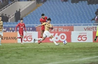 Thể Công Viettel - CA Hà Nội, trận derby Hà Nội mà sân Mỹ Đình vắng vẻ với khán đài mênh mông. Ảnh: ANH THỊNH