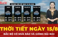 Dự báo thời tiết ngày 15-8: Bắc Bộ mưa giông rải rác, tập trung vào chiều và đêm