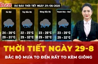 Dự báo thời tiết 29-8: Bắc Bộ mưa to đến rất to kèm giông