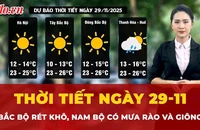 Dự báo thời tiết ngày 29-11: Bắc Bộ rét khô, Nam Bộ có mưa rào và giông