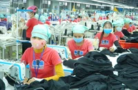 Lao động ngành dệt may làm việc ở một nhà máy.Ảnh: V.LONG