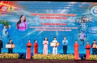 Bà Dương Thị Ngọc Hân, kỹ sư công nghệ thông tin của Công ty Cổ phần Cấp nước Trung An, được vinh danh nhận Giải thưởng Tôn Đức Thắng năm 2024. Ảnh: NH