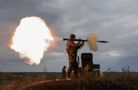 Tân binh Nga huấn luyện tại thao trường thuộc tỉnh Rostov. ẢNH: REUTERS