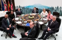 Các ngoại trưởng G7 trong cuộc họp ngày 18-4 tại thị trấn Karuizawa (tỉnh Nagano, Nhật). Ảnh: REUTERS