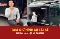 tài xế, biểu hiện lạ, lật xe Santafe