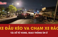 Tấm thép hơn 10 tấn rơi khỏi xe đầu kéo, đè bẹp xe rác, tài xế tử vong