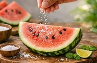 Thêm một chút muối vào dưa hấu giúp bù điện giải mùa nắng nóng