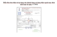 EVNHCMC thay đổi mẫu hóa đơn tiền điện từ ngày 1-7